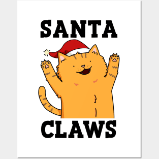 Santa Claws Cute Christmas Cat Pun Posters and Art